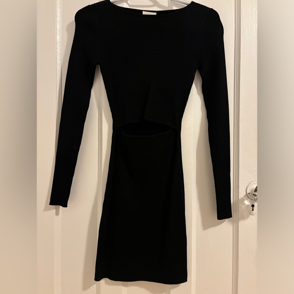 Wilfred Cut-Out Knit Longsleeve Mini Dress - Size XS